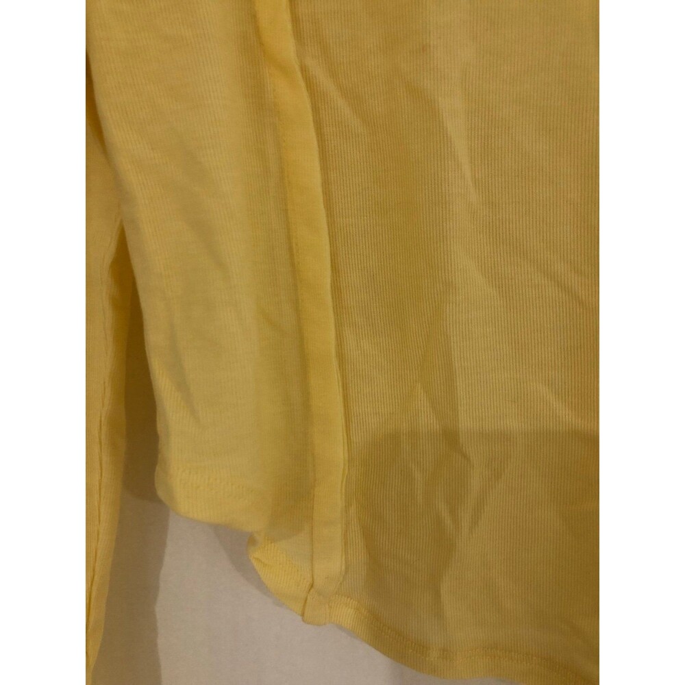Merino Wool Blend V-Neck Padded Shoulder Yellow Long Sleeve Top Size Small - Picture 2 of 5